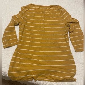 Long sleeve yellow and white striped top
